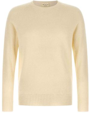 Ma'ry'ya Crew-Neck Jumper With Slits - Natural