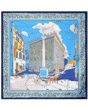 Ferragamo Printed Silk Scarf - Blue