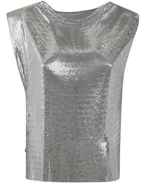 Rabanne Draped Mesh Top - Grey