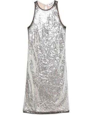 The Attico Sequin-Embellished Mini Dress - Grey