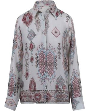 Ermanno Scervino Silk Shirt Geometric Printing - Gray