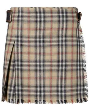 Burberry Mini Kilt Skirt - Natural