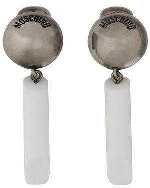 Moschino Logo Earrings - White