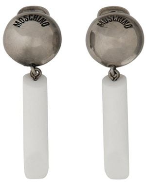 Moschino Logo Earrings - White