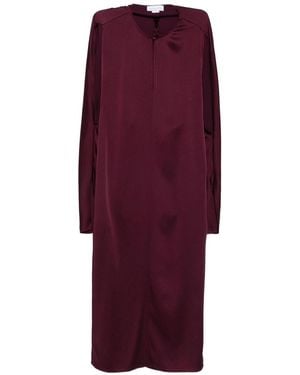 Stella McCartney Cape-Sleeve Cut-Out Satin Midi Dress - Purple