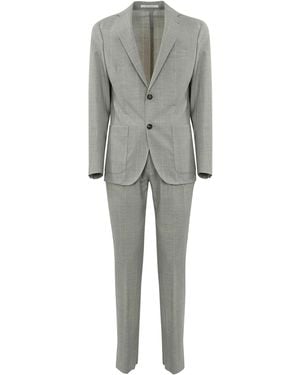 Eleventy Single-Breasted Striped Wool Suit - Grey