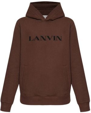 Lanvin Logo-Embroidered Hoodie - Brown