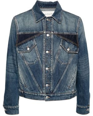 McQueen Panelled Denim Jacket - Blue