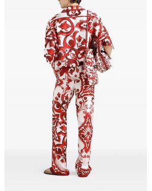 Dolce & Gabbana Majolica-Print Vanity Twill Shirt - Red