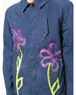 Stain Shade Graphic-Print Button-Up Jacket - Blue