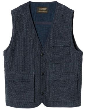 Maharishi Sashiko-Stitch Utility Vest - Blue