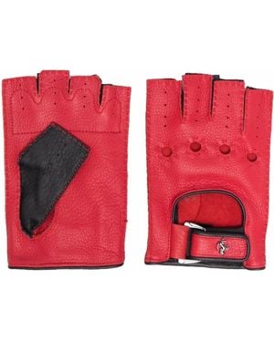 Ferrari Prancing-Horse Leather Driving Gloves - Red