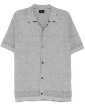 Brioni Waffle-Knit Short-Sleeve Shirt - Grey