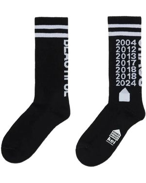 Dover Street Market Logo-Embroidered Striped-Trim Socks - Black