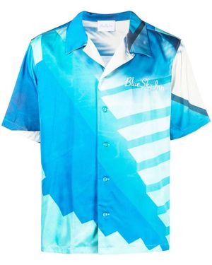 BLUE SKY INN Abstract-Print Short-Sleeved Shirt - Blue