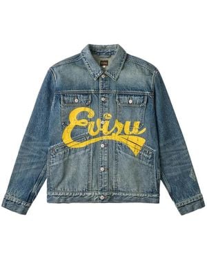 Evisu Logo-Print Denim Jacket - Blue