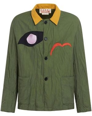 Marni Logo-Patch Shirt Jacket - Green