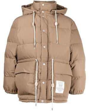 Neighborhood Logo-Patch Padded Jacket - Natural