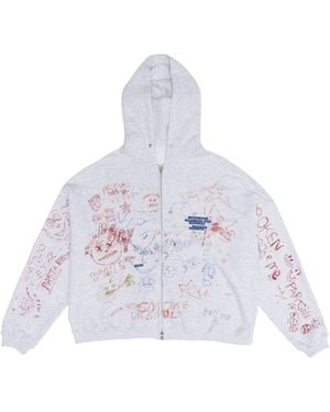 PALY Joshua Tree Scribble-Print Zip-Up Hoodie - White