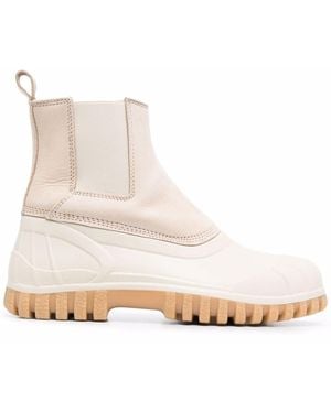 Diemme Leather-Panel Chunky Boots - Natural