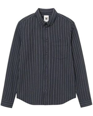WOOD WOOD Striped Button-Down Shirt - Blue