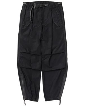 and wander Contrast-Stitch Belted Trousers - Black