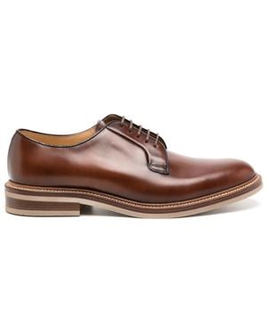 Brunello Cucinelli Calfskin Derby Shoes - Brown