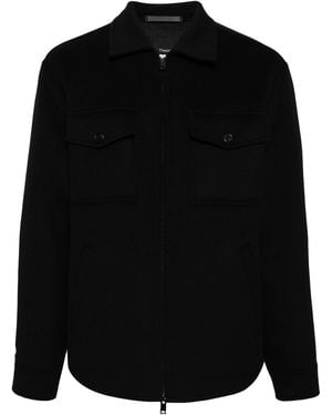 Theory Zip-up Felted Shirt Jacket - Black