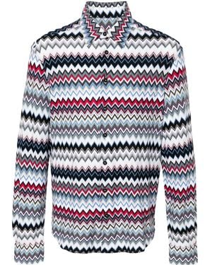 Missoni Chevron-Knit Cotton Shirt - Blue
