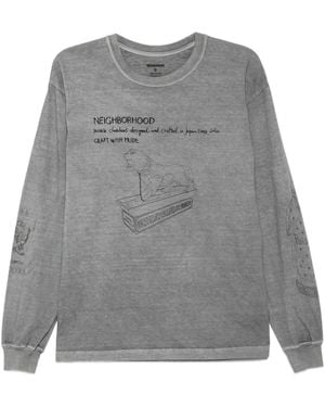 Neighborhood Graphic-Print Long-Sleeve T-Shirt - Grey