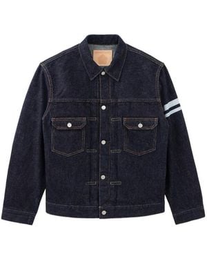Momotaro Classic Stripe-Detail Denim Jacket - Blue