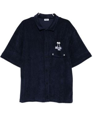Moschino Terry-Cloth Logo-Patch Shirt - Blue