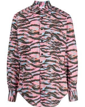 ERL Zebra-Print Cotton Shirt - Red