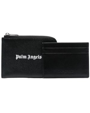 Palm Angels Logo Zipped Card Holder - Black