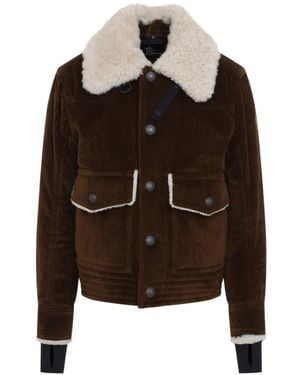 Moncler Givrand Corduroy Fur-Collar Padded Jacket - Brown