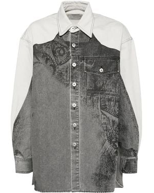 Feng Chen Wang Printed Denim Jacket - Grey