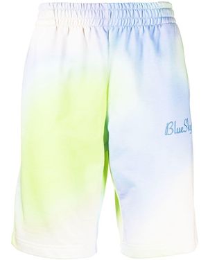 BLUE SKY INN Embroidered-Logo Tie-Dye Shorts - Blue