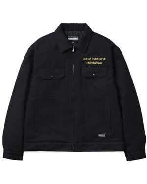 Neighborhood Logo-Detail Zip-Up Jacket - Green