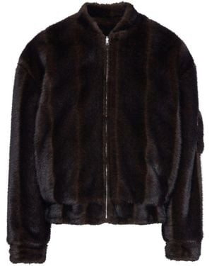 MM6 by Maison Margiela Plush Faux Fur Casual Jacket - Black