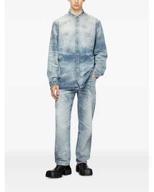 DIESEL Mandarin-Collar Denim Shirt - Blue