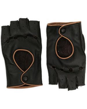 Canali Perforated Leather Gloves - Black