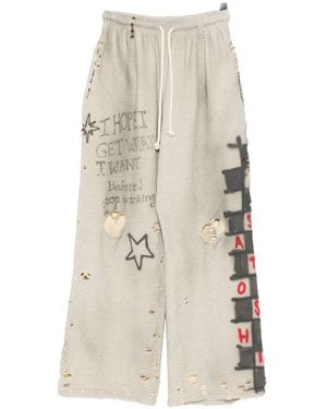 Satoshi Nakamoto Embellished Printed Trousers - White