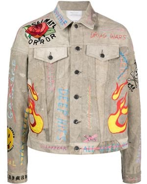 READYMADE Graphic-Print Button-Up Jacket - Grey