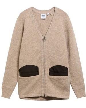 Barbour Elbow-Patch Zip-Up Cardigan - Natural