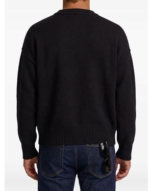 Ami Paris Crewneck Wool Jumper With Ami De Coeur - Blue