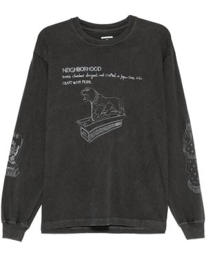 Neighborhood Graphic-Print Long-Sleeve T-Shirt - Black