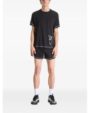 Y-3 Chito Graphic-Print Side-Slit Shorts - Black