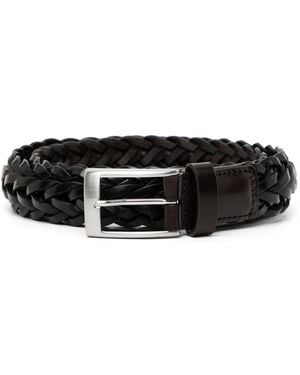 Canali Ceinture En Cuir À Design Tressé - Black