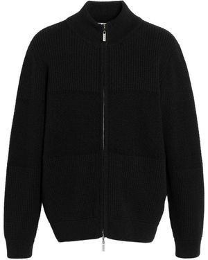 Barrie Chunky Waffle-Effect Zip Cardigan - Black