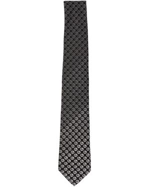 Giorgio Armani Monogram Silk Tie - White